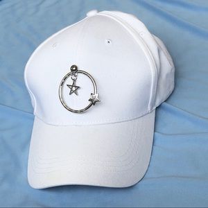 White Ball Cap with Star Detail